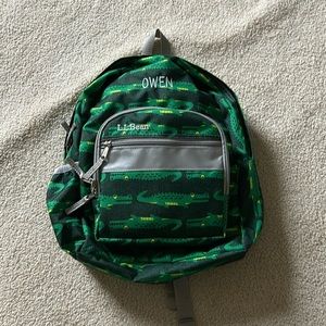 Name-specific, brand new never used LL Bean Junior Original Backpack in Gator.